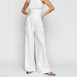 Reformation Ethan Linen Pant White